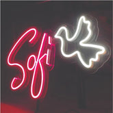 custom name neon with bird emoji